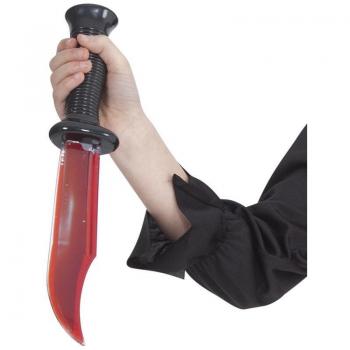 Cuchillo de Plástico con Sangre Falsa 33 cm para Disfraz Halloween/Carnaval
