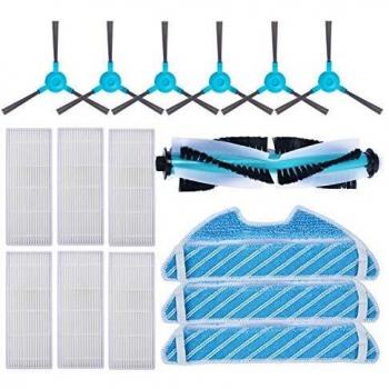 KEEPOW Kit Accesorios de Recambio para Cecotec Conga Excellence 1290/1390/1490/1590 Robot Aspiradora, Material Premium, 6 Cepillos Laterales+ 6 Filtros + 3 Mopas + 1 Cepillo Principal