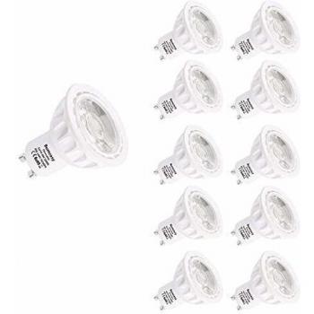 Bomcosy Regulable 6W GU10 LED Bombilla Blanco cálido 3000K Equivalente a 50 W Halógeno 540LM 35 Degree ángulo AC 220-240V Pack de 10