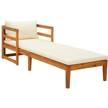 Tumbona con cojines de madera maciza de acacia 60x68x202 cm