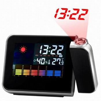 Reloj Despertador, Hangrui Despertador proyector Despertador Digital con Temperatura Interior, LED Alarma, Puerto de Carga USB, Negro
