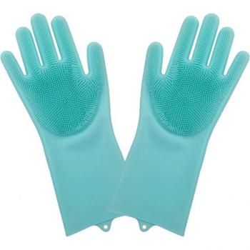 Guantes de limpieza de silicona mágicos para lavavajillas, estropajo doméstico, par