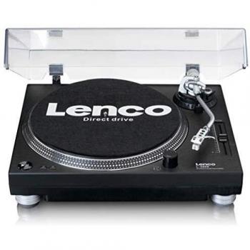 Lenco L-3809BK - Tocadiscos USB con Accionamiento Directo, Preamplificador y Control de Pitch - Negro