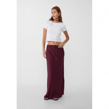 Burgundy Satin Midi Skirt XS