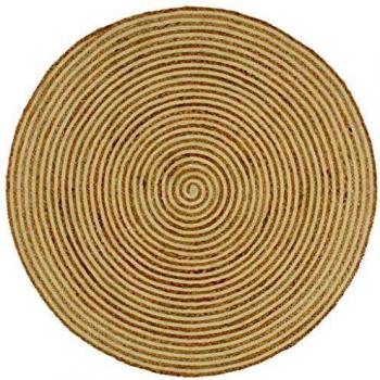 vidaXL Alfombra Tejida a Mano de Yute Trenzado Felpudo Moqueta Hogar Decoración Interior Exterior Hogar Casa Tapete Esterilla 150 cm Espirales Blanco