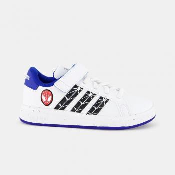 Adidas Grand Court Spider-Man Kids Sneakers with Velcro in White and Blue - Size 35