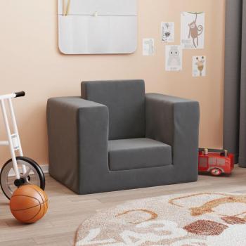 Sofá cama infantil de felpa suave en color gris antracita marca vidaXL