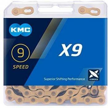 Cadena Kmc X9 Ti-N 114 Eslabones 9V. Oro