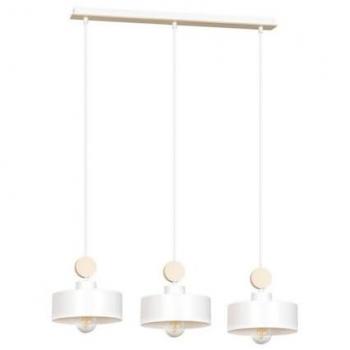 Lámpara de Suspensión Tuniso EPIKASA, Acero con Recubrimiento de Polvo y Madera, Color Blanco, 76x100x20 cm