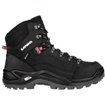Lowa Renegade GTX Mid Men's Hiking Boots - Black Ruby Red, Nubuck Leather