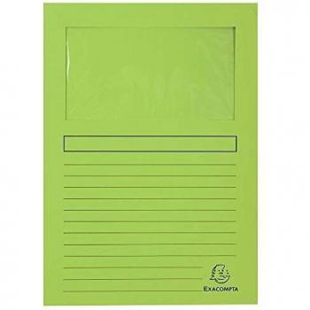Paquete de 100 subcarpetas con ventana Exacompta Forever, 130 g/m², DIN A4, color verde claro