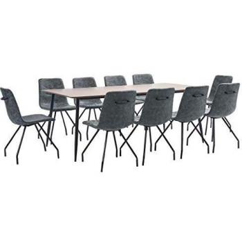 vidaXL Juego de Comedor 11 Piezas Cuero Sintético Mobiliario Decoración Interior Casa Hogar Robusto Duradero Resistente Funcional Práctico Útil Negro