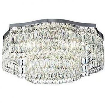 Lámpara de Techo Grande Dune Clásica en Metal Cromado con 10 Luces E14 y Pendientes de Vidrio - 60W