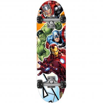 Monopatín Stamp Avengers 28'' Azul, dimensiones 71 x 20 cm, diseño de Marvel Avengers, adecuado para niños