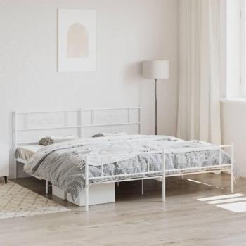 Cama Metal Blanca con Cabecero y Estribo para Pediatría 180x200 cm