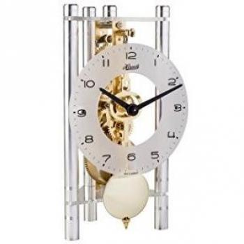 Reloj de mesa Hermle 23022-X40721, aluminio plateado, dimensiones 19,5cm x 11cm x 9cm