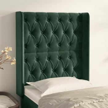 Cabecero con orejas de terciopelo verde oscuro 83x16x118/128 cm Vidaxl