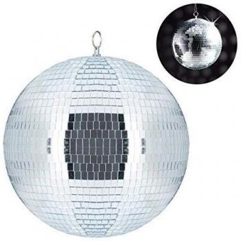 Bola de Discoteca Espejada Grande Ø 30 cm, Plateada, Decoración para Fiestas y Eventos