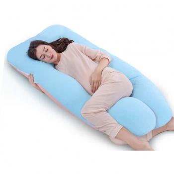 QUEEN ROSE Almohada para el Embarazo, Almohada de Cuerpo Completo para Mujeres Embarazadas, Almohada de Maternidad en Forma de U con Cremallera Funda de Algodón Extraíble