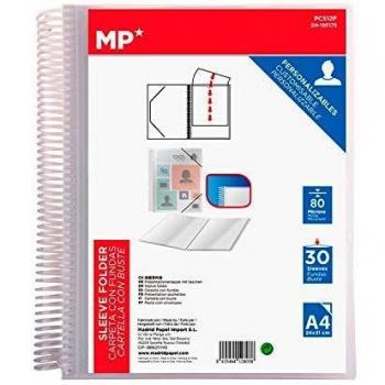 MP - Carpeta Clasificadora con Anillas, 30 Fundas A4 con Portada Personalizable