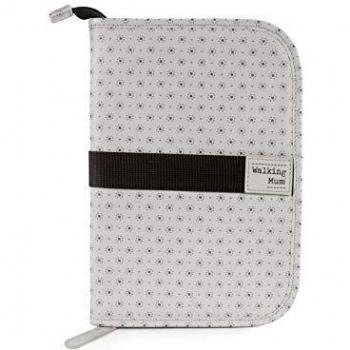Walking Mum Libro De Nacimiento Little Archie. Cómoda Funda Para Archivar Documentos De Bebé Con Bolsillos Y Cremallera. Diseño Sport Y Urbano Fabricado En Eco-leather Estampado. Color Gris