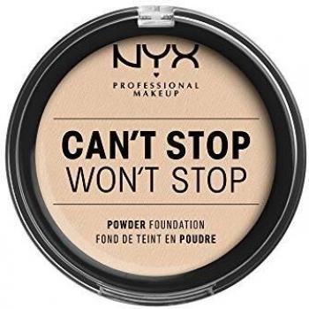 NYX Professional Makeup Polvos de sol Can't Stop Won't Stop Full Coverage Powder Foundation, Acabado mate, Control de brillos, Larga duración, Fórmula vegana, Tono: Light Ivory