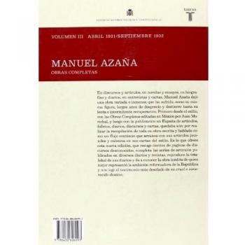 O.C. Manuel Azaña Tomo 3 Abril 1931 Sept. 1932