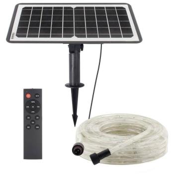 Kit Solar de Tira LED 3.2V-12AH, 360º, IP65, 10 Metros, Blanco Cálido