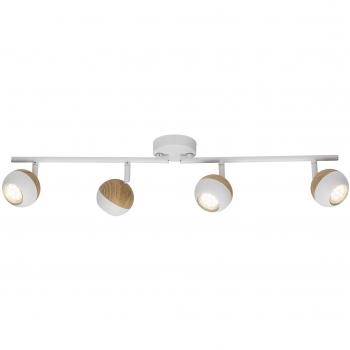 Lámpara de Techo LED 4 Focos Ajustables Blanco/Madera Clara 12W GU10
