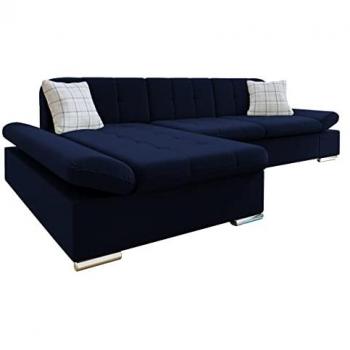 Sofá rinconero Comfivo 250, con función de descanso y caja de ropa de cama, 278x161x76cm, Magic Velvet 2216 + Senegal 818