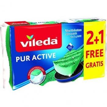 Vileda 139181 - Esponjas Rectangulares de Microfibra Verde - Pack de 3