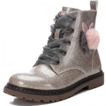 Botines Infantiles de Charol con Glitter y Cordones en Color Nude - XTI 151091
