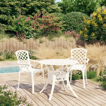 vidaXL 3 Piece Bistro Set Cast Aluminium White