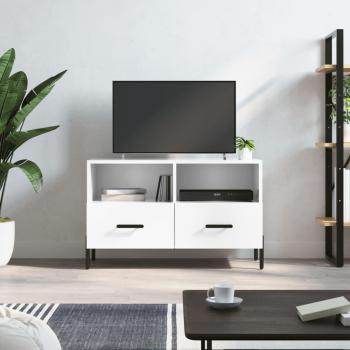 Mueble TV blanco pulido de madera multicapa 80x36x50 cm