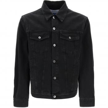 Off-White Black Denim Jacket with Logo Embroidery - Size M