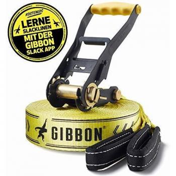 Gibbon Classic Line Set de Accesorios para Slackline, Unisex-Youth, Amarillo/Negro, Talla Única