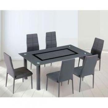 Conjunto de comedor Axiss mesa + 6 sillas gris