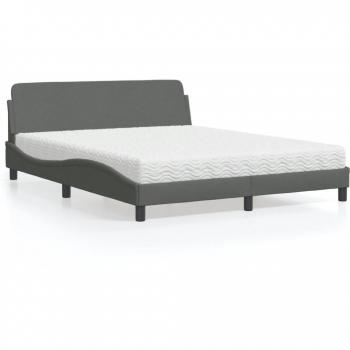 Cama con colchón de tela gris oscuro 160x200 cm vidaXL