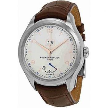 Baume Et Mercier Clifton Automatic Siver Dial Brown Leather Watch MOA10205