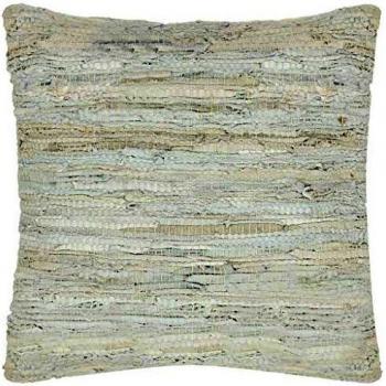 vidaXL Cojín Decoración Cama Sofá Salón Silla Sillón Diseño Original Estilo Chindi Retro Vintage Funda Extraíble Cuero + Reverso Algodón Gris Crema