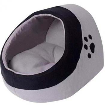 vidaXL Cama nido para gatos con cojín Gris y Negro L