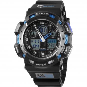 Marca de Hombres del Deporte Cronógrafo digital Dial Negro Poliuretano multifunción reloj de buceo