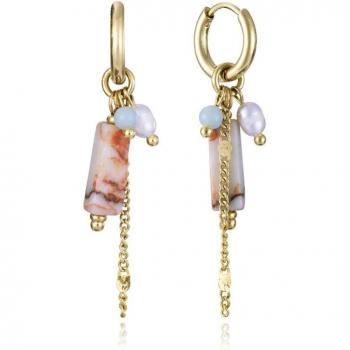 Pendientes Chic Viceroy de acero Ip dorado con piedras naturales y perla cultivada, modelo 14158E01017, Plata de ley 925