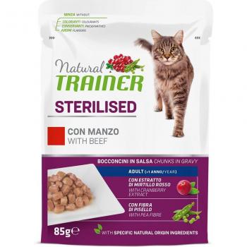 Natural Trainer Adult Sterilised 24 x 85 g - con ternera