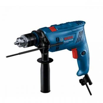 Taladro percutor Bosch GSB 600 Professional, potencia de 600 W, velocidad variable de hasta 2.800 RPM, capacidad de perforación en hormigón de hasta 13 mm, función de percusión, empuñ