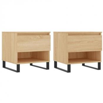 Mesas de centro 2 uds madera ingeniería roble Sonoma 50x46x50cm marrón