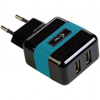 i-tec – charger2 a1 USB Power Cargador 2 puertos 2.1 A, red Adaptador de carga para USB/Apple iPad/iPhone/Samsung Phone/Tablet/PC Negro/Azul