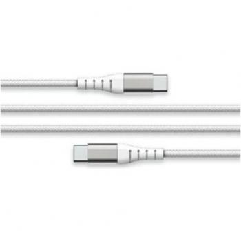 Cable USB C Reforzado 3m 3A Blanco Nylon Trenzado