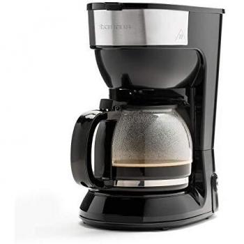 Taurus Capuleto - Cafetera de goteo, 1.5l, hasta 15 tazas, jarra cristal, antigoteo automático, placa calefactora mantén café caliente, fácil uso, filtro permanente-lavable, rápida, 900W, negra, inox