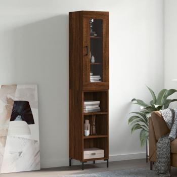 Aparador alto de madera multicapa en roble marrón 34,5x34x180 cm